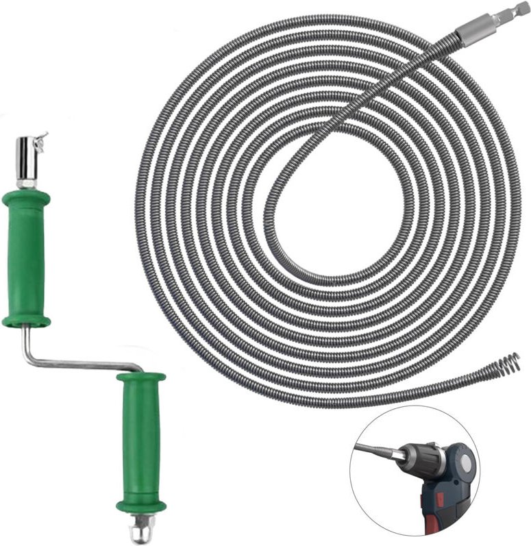 10 m lange Abflussreinigungsspirale, 6 mm Durchmesser, Abflussreinigungsspirale mit elektrischen und manuellen Adaptern,...