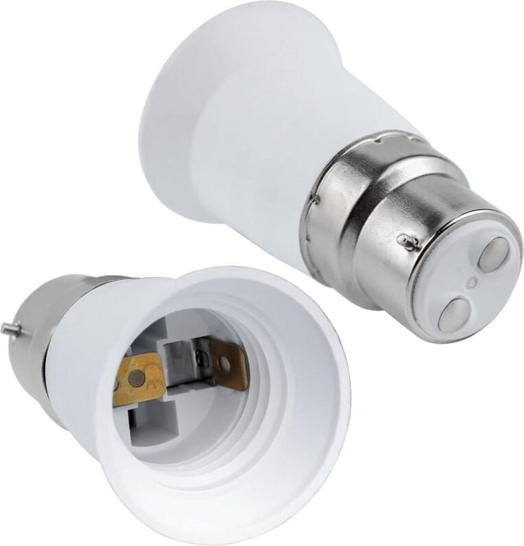 B22 auf E27 Sockeladapter, B22 Bajonett auf E27 Schraubsockel Konverter, 0-250V, für E27 Glühbirnen, LED-Birnen, Glühlam...