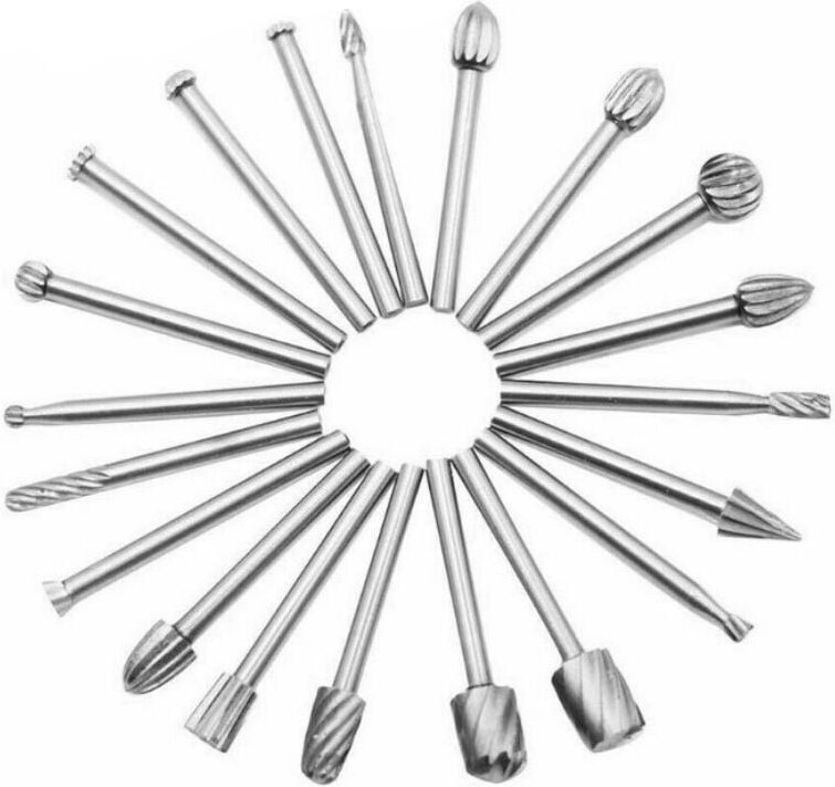 Thumbnail - BEBUSINGOTO 20 Stück HSS-Rotationsfräser, Diamant-Rotationsfräser, Holzfräser-Fräser mit 3-mm-Schaft für Rotationswerkze...