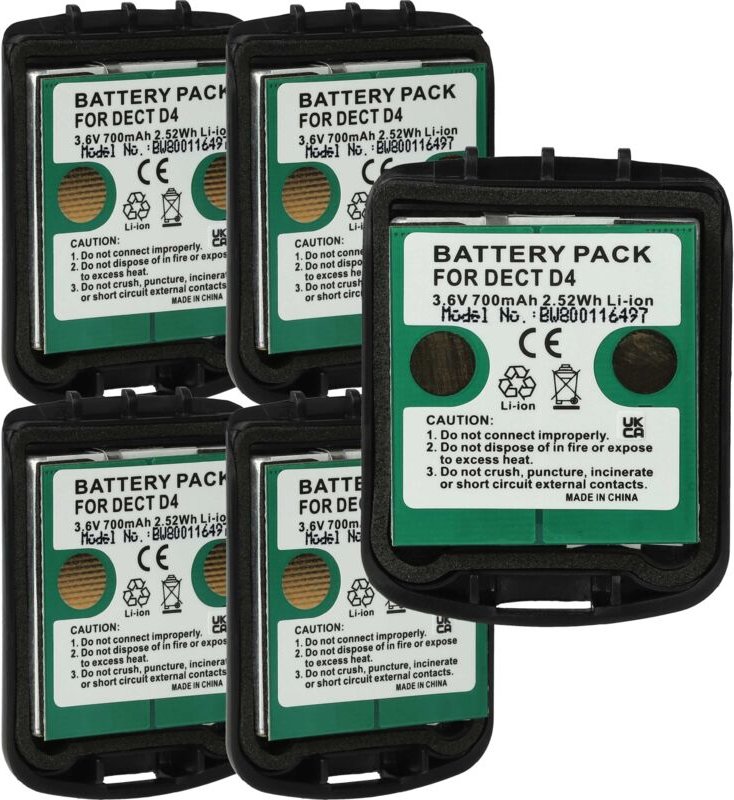 Vhbw - 5x Akku Ersatz für 5010808000, 5010808030 für schnurlos Festnetz Telefon (700 mAh, 3,7 v, Li-Ion) - schwarz