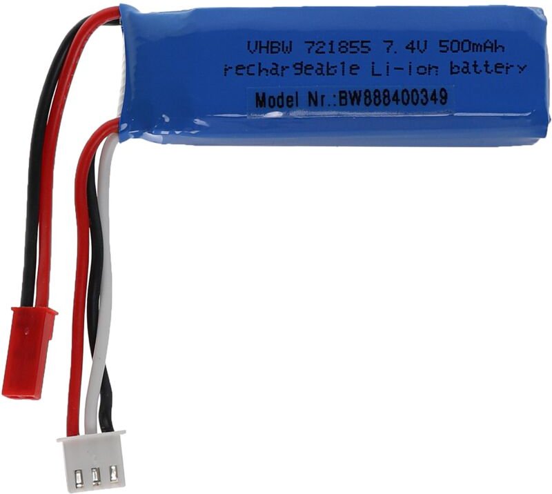 Vhbw - Akku kompatibel mit bec Stecker für Modellbau z.B. Racing Car, Helikopter, Flugzeug (500mAh, 7,4V, Li-Polymer, 61...