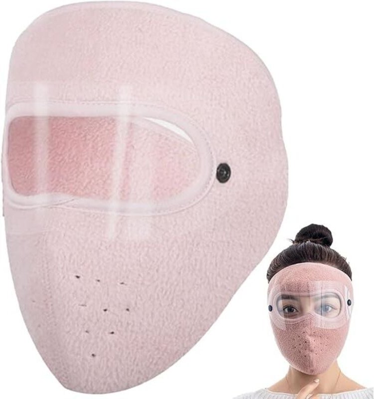 Winter-Gesichtsmaske, 2-teiliges Set, Fleece mit transparenter Schutzfolie für die Augen, winddichte Winter-Gesichtsmask...