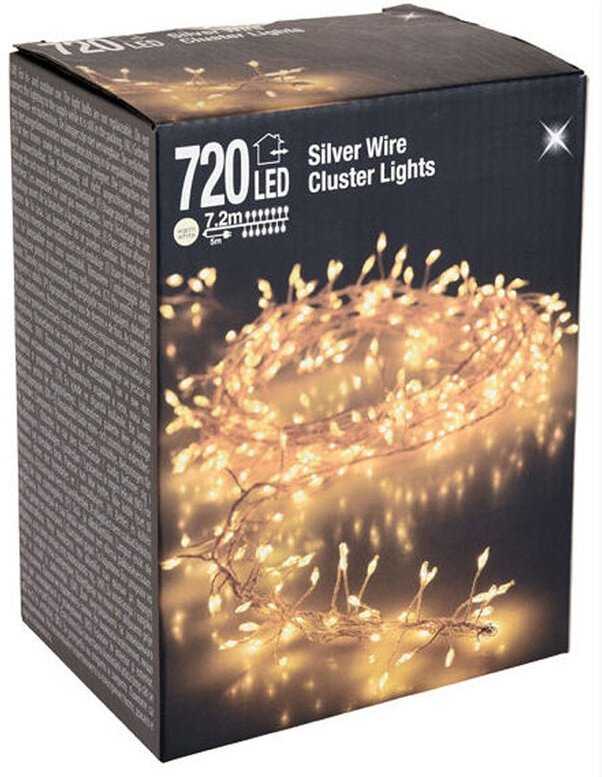 Spetebo - Silver Wire cluster Lights - 720 led / 7,2 m - Draht Büschel Lichterkette für Außen