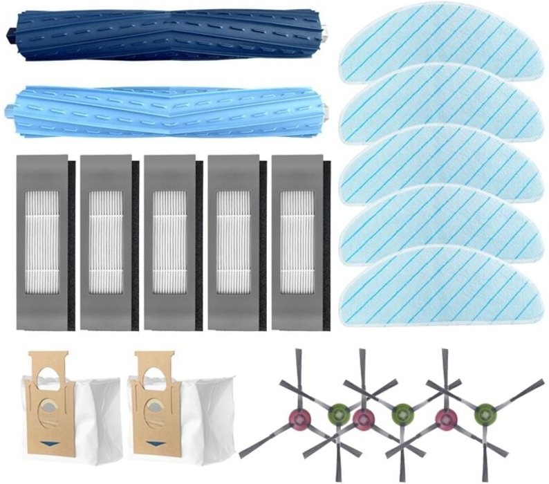 Hauptbürste, Seitenbürste, HEPA-Filter, Reinigungstuch, Mops, Staubbeutel für Ecovacs ozmo T9AIVI Roboter-Staubsauger, Z...
