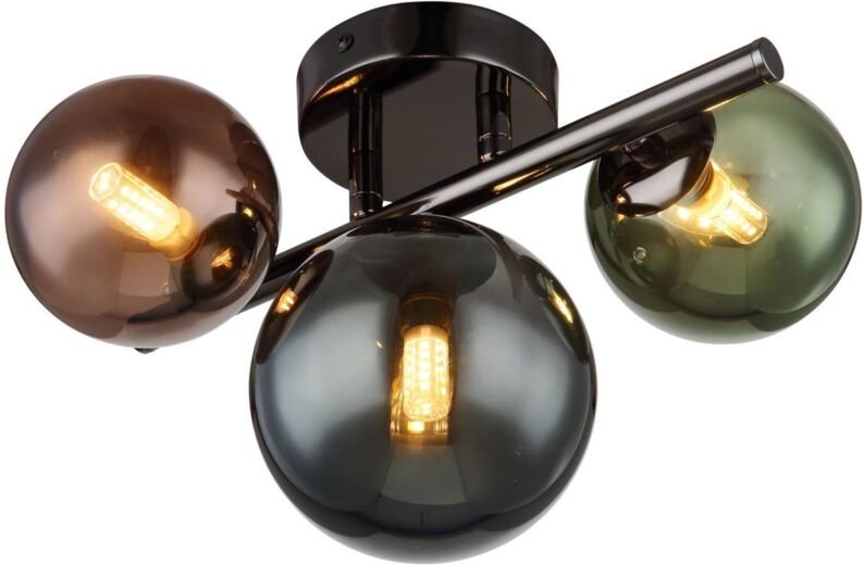 Globo Lighting - Deckenleuchte Deckenlampe Wohnzimmerleuchte, Metall grau matt Glas Kugel bronze petro grün, 3 flammig 3...