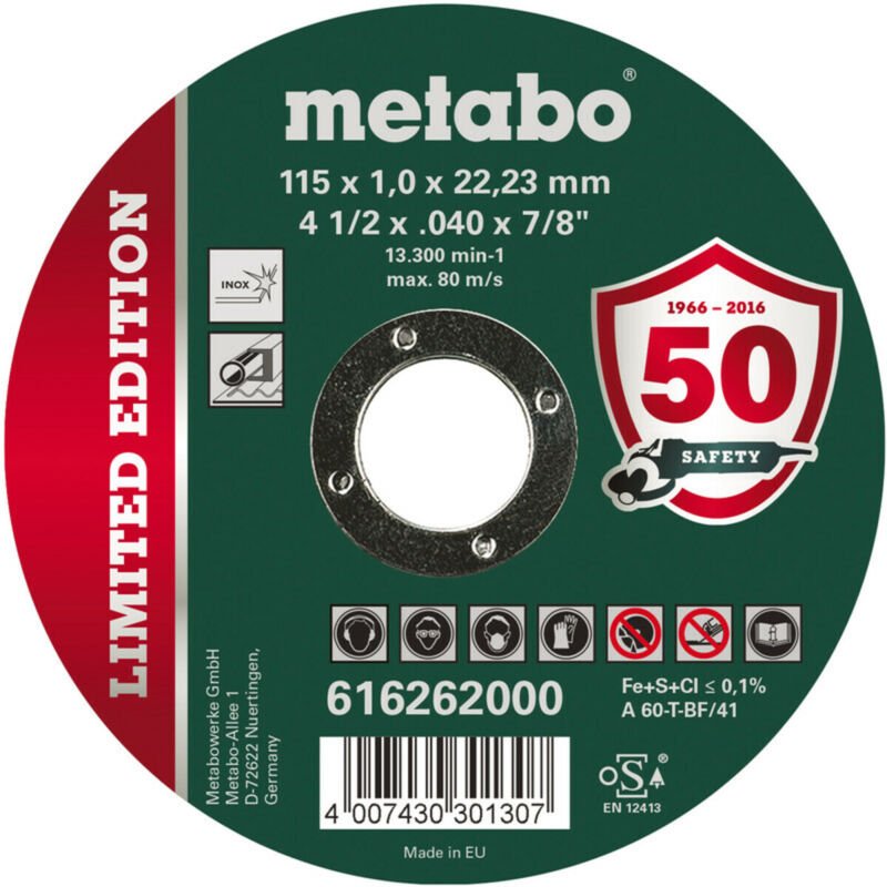 Metabo Limited Edition 115 x 1,0 x 22,23 mm, Inox, Trennscheibe, gerade Ausführung 100 Stk