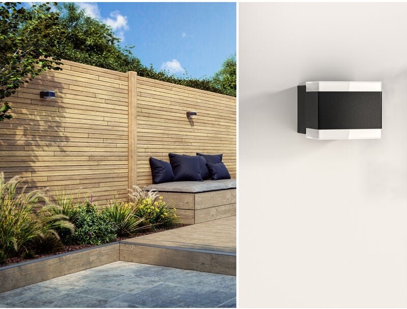 Led Außenwandleuchte eckig Aluminium Schwarz Up and Down Light