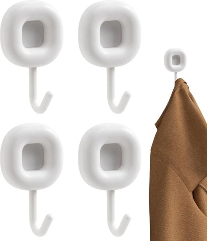 Sollbry - 4er-Pack Klebehaken, Wandhaken für Schlafzimmer – Selbstklebende Handtuchhaken – Langlebige Kleiderhaken – Kle...