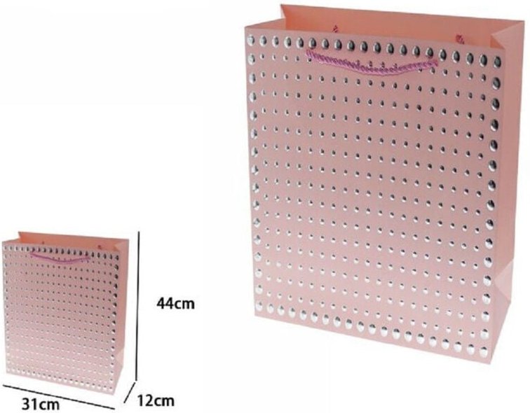 Trade Shop Traesio - Trade Shop - set 3 stk. geschenktüten shopper rosa nieten griffe kordel 44X31X12CM 69948 -