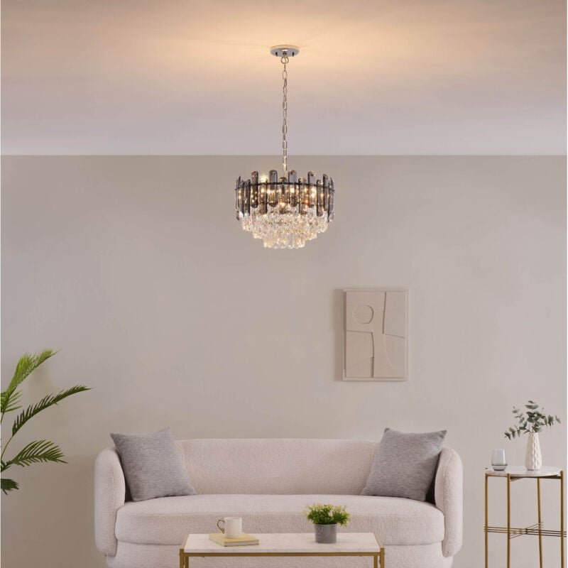 Kosilum - Prestige-Kronleuchter mit rauchgrauen und transparenten Kristallen - Tarragona