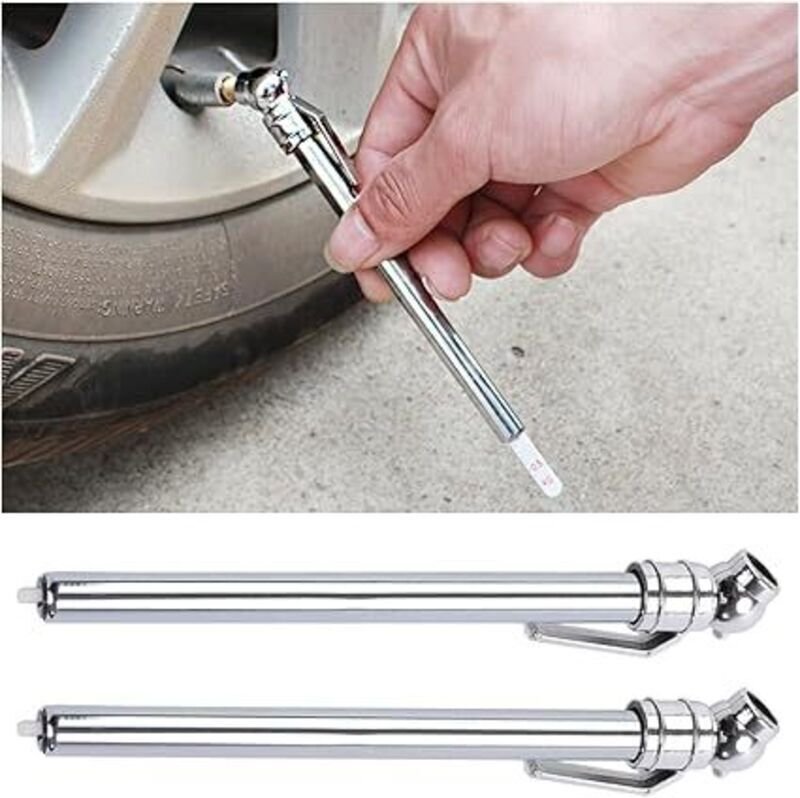2-teiliger Reifendruckmesser in Stiftform, tragbarer Reifendruckmesser, mechanischer Reifendruckmesser aus Edelstahl, Re...