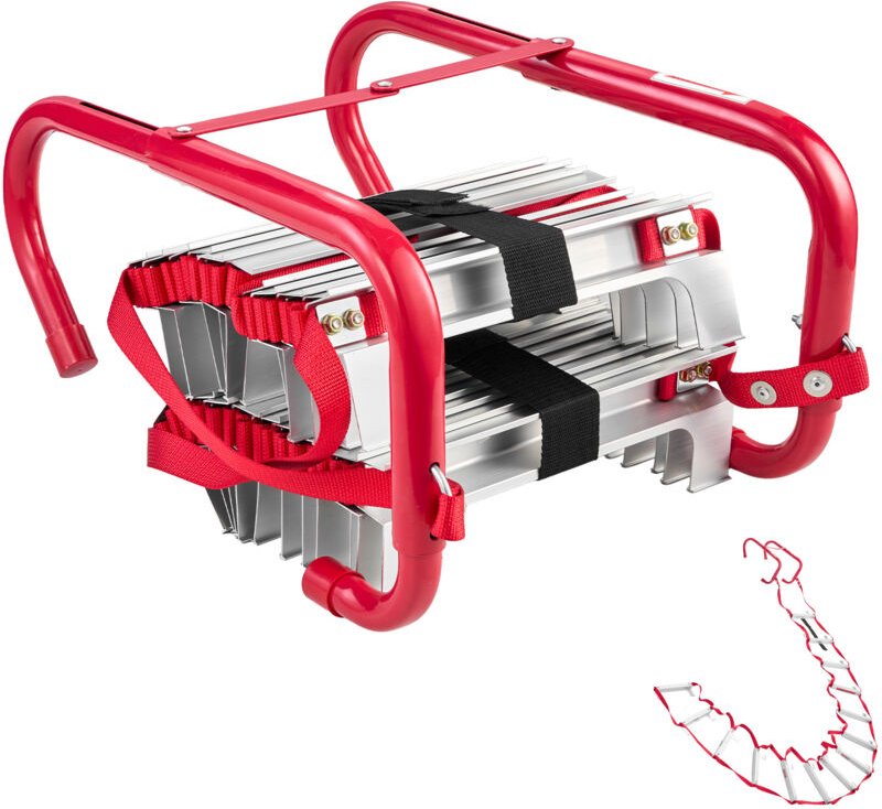 Mophorn Feuerleiter, 4 m, ausziehbare Rettungsleiter mit einer Tragfähigkeit von bis zu 453,6 kg, gefertigt aus Aluminiu...