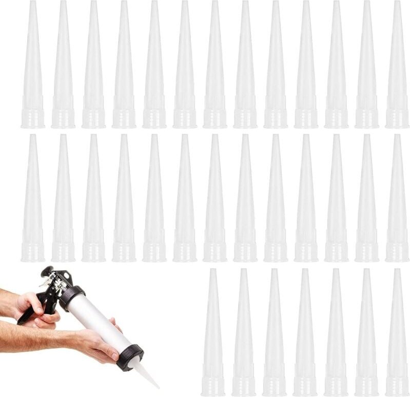 40 Stück Silikon-Düsenspitze, Pistolenkartusche, Silikondüsen, Ersatzdüsen für Silikon-Klebedichtstoff mit Kunststoffsch...