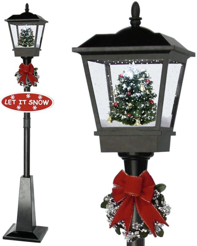 180cm led Laterne mit weihnachtlich geschmücktem Baum - wetterfeste Laterne mit Musik