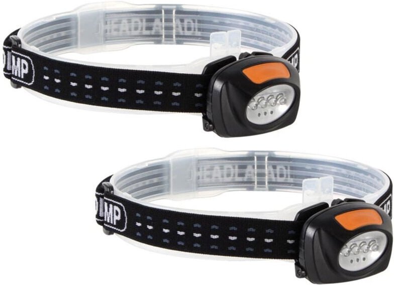 2in1 Stirnlampen SET 4 Weiße 3 Rote LEDs zum Joggen & Camping, Batteriebetrieben