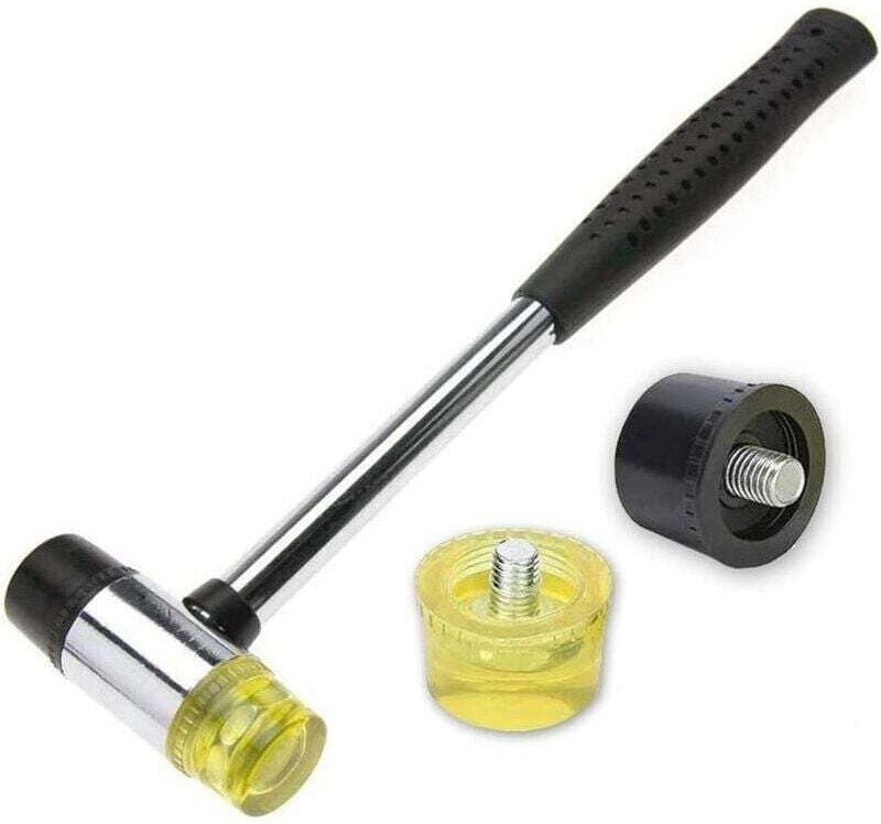 Aiperq - Gummihammer, 25 mm Nylon, kleiner Gummihammer mit 2 Ersatzhammerköpfen, aafgvc