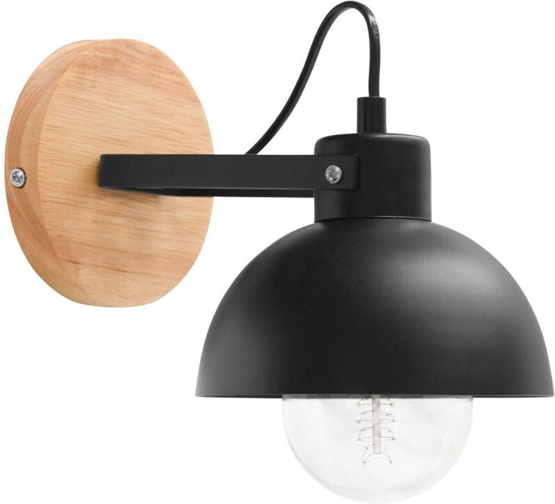 Wandleuchte - Skandinavischer Stil - Metall und Holz - Syla Schwarz
