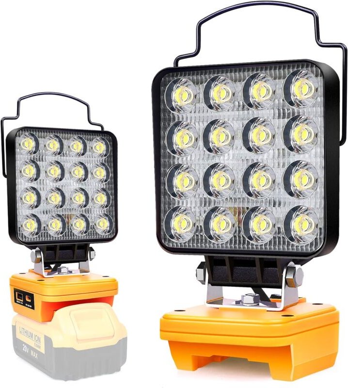 Akkuleuchte passend für DeWalt 20 v, 48 w Akku-LED-Arbeitsleuchte Akku, LED-Scheinwerfer-Akku mit hoher Helligkeit, Akku...