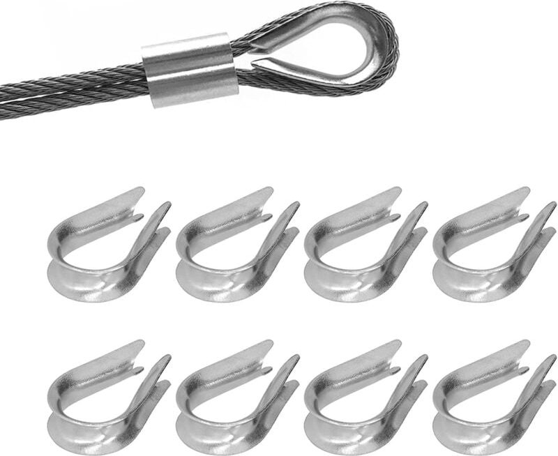 Aougo - 50 Stück Drahtseil-Kauschen, Drahtseilklemmen, Edelstahl-Kabel-Rigging-Werkzeuge für den Schiffbau (M4 (4 mm))