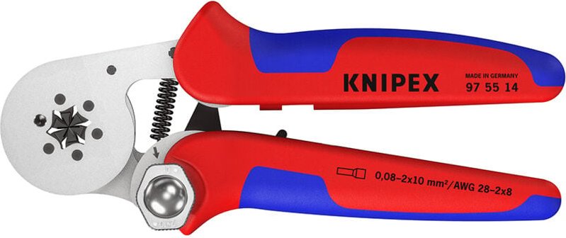 KNIPEX 97 55 14 Selbsteinstellende Crimpzange für Aderendhülsen mit Seiteneinführung mit Mehrkomponenten-Hüllen verchrom...