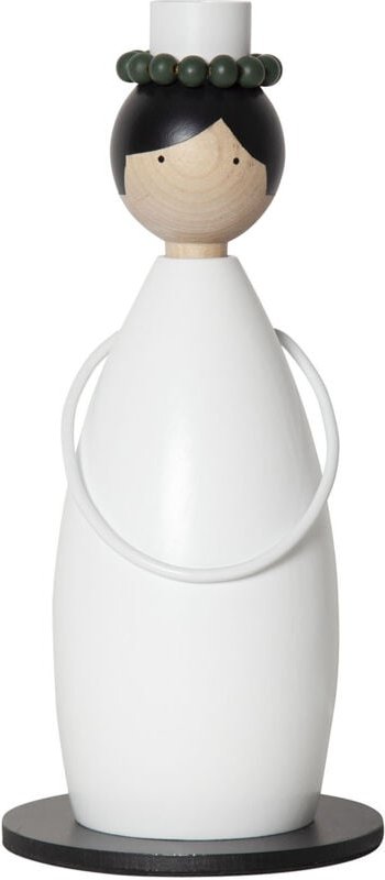 Star Trading - Kerzenleuchter Lucia Classic, Holz, Weiß, E14, Dekoleuchte, 26cm