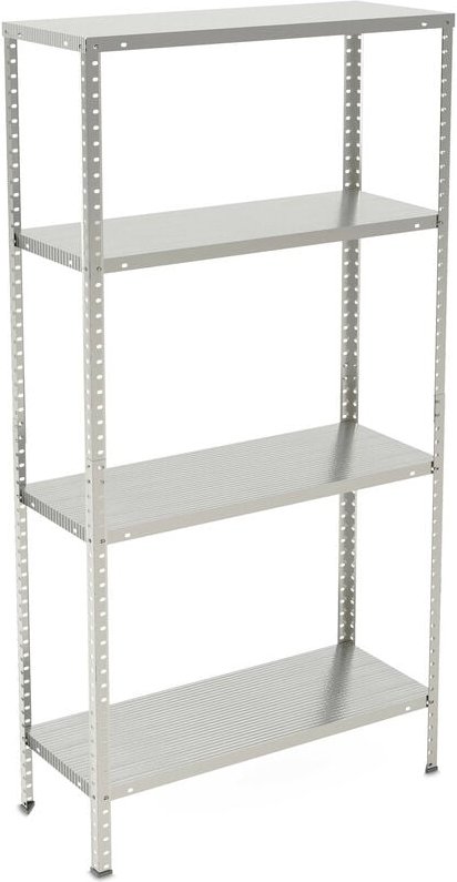 Metallregal verzinkt, 4 Böden, bis 160 kg, Schwerlastregal Stahl, Lagerregal Keller, hbt: 150x75x30 cm, silber - Relaxda...