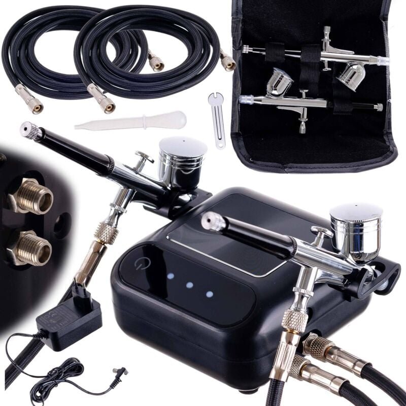 Airbrush-Kompressor 2 Airbrush-Düsen 0,3 Mm Auto-Stop-Set