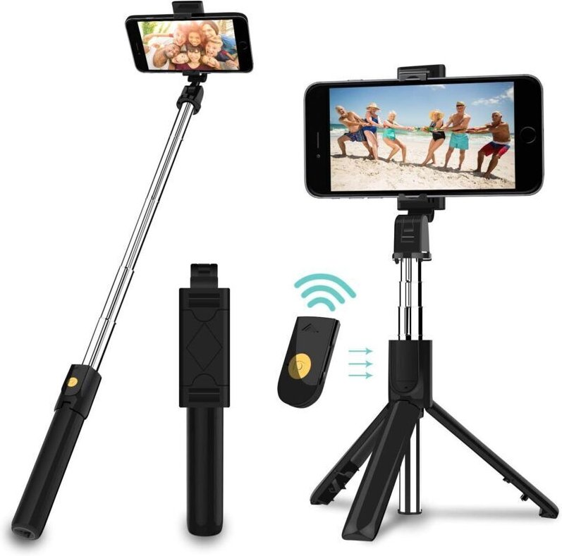 Bluetooth-Selfie-Stick, 3-in-1-Selfie-Stick-Stativ, ausziehbares Teleskop-Einbeinstativ mit abnehmbarer Fernbedienung un...