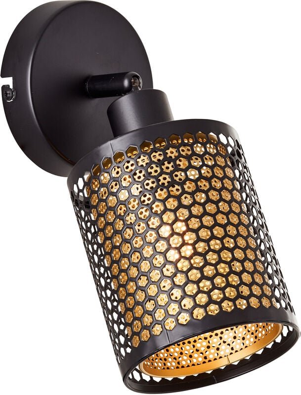 Brilliant - Lampe Cheval Wandspot schwarz gold Metall/Bambus schwarz 1x D45, E14, 28 w