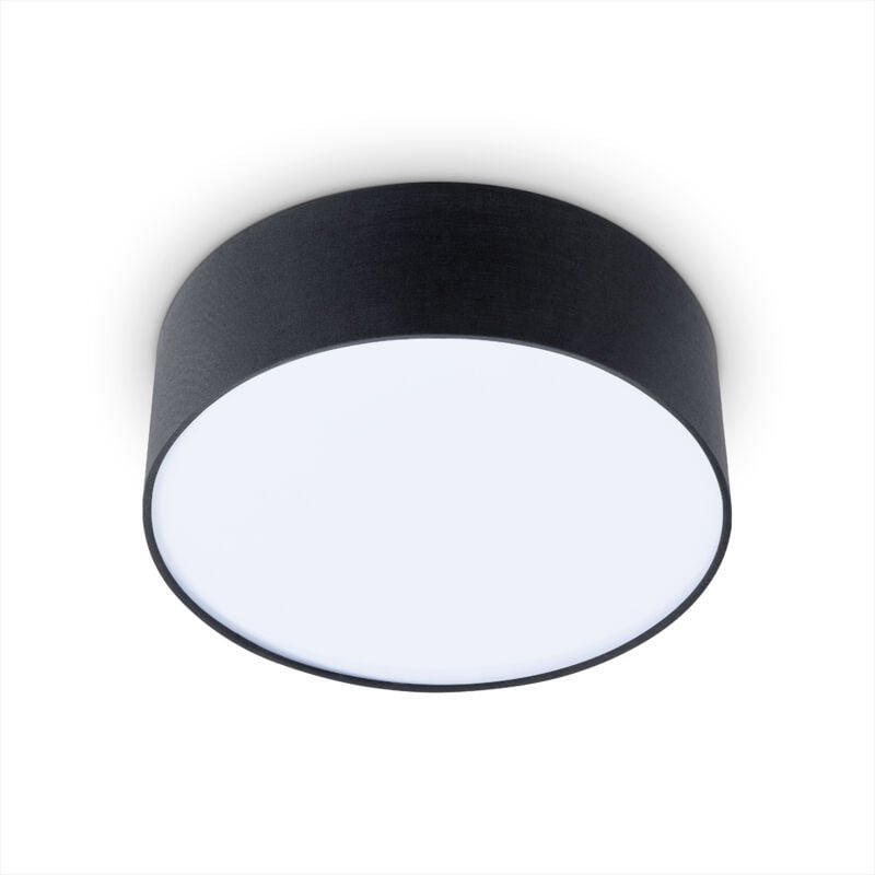 Paco Home - Deckenlampe Esstisch Deko Wohnzimmer Modern Büro Rund Lampenschirm Stoff E27 Schwarz, Ø30cm