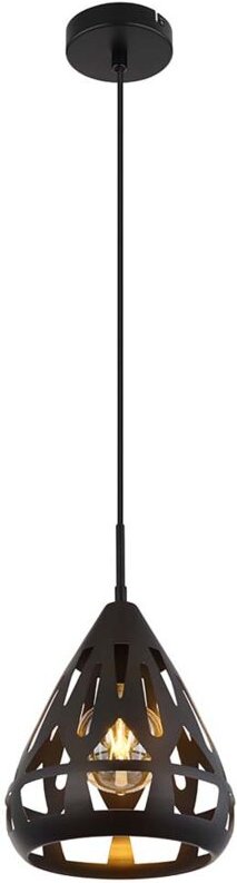 Pendelleuchte Hängelampe Deckenlampe Leuchte Metall Schwarz Dekor 1-Flammig