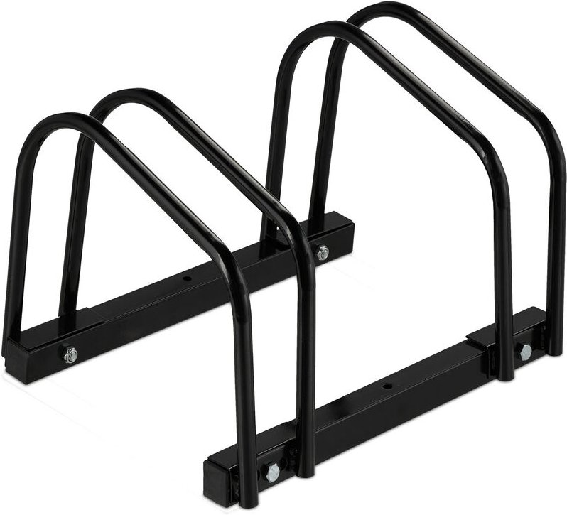 Relaxdays - Fahrradständer, für 2 Fahrräder, aus Metall, mit Montagematerial für Boden, HxBxT: 27 x 40,5 x 33 cm, schwar...