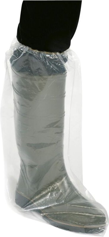 Einmalüberschuh (hohe Ausführung, 20 Stück, l x h 38 x 76 cm, Farbe weiß transparent, mit Gummizug)