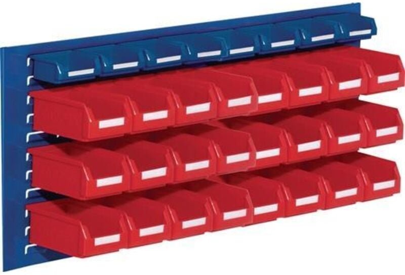 Sichtlagerkastenset H450xB1000xT250mm Stahlblech/PE Ku.-beschichtung blau+rot