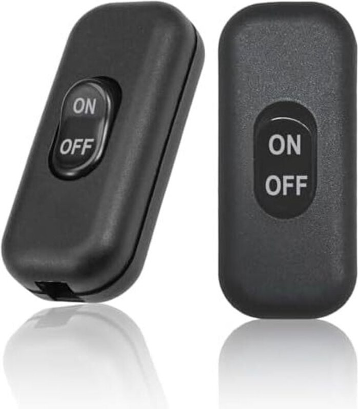 60 x 26 x 16 mm, 2er-Pack, Nachttischlampenschalter, schwarzer Schalter, 6 a 250 v, zweipoliger Schalter, Mini-Wippschal...