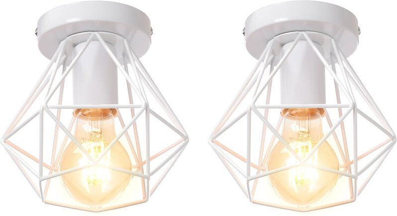 2x Pendelleuchte Antik, Ø16cm Mini Diamant-Form Kronleuchter, Vintage Hängelampe mit Käfig für Wohnzimmer Schlafzimmer E...