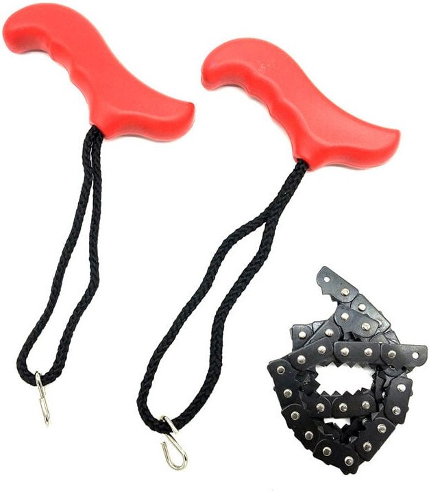 Aougo - Taschenkettensäge, Survival-Handsäge, tragbare leichte Metall-Handkettensäge Outdoor-Notfall-Überlebenszubehör,R...