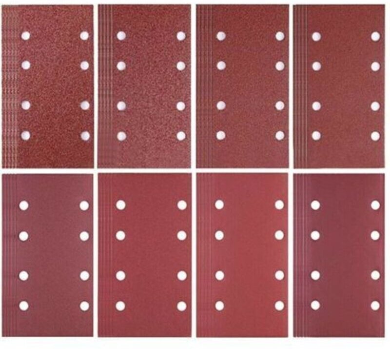 80 Blatt 93 x 185 mm 8-Loch-Schleifpapier (Körnung 40/60/80/120/180/240/320/400) für Bosch-Schleifgeräte