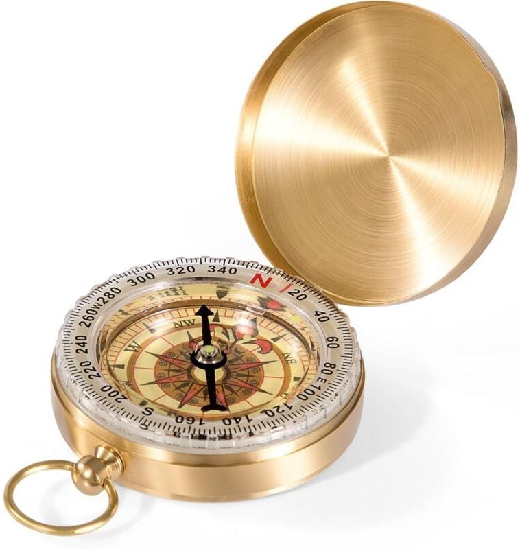Csparkv - Outdoor-Navigationskompass, Taschenkompass, goldfarben, fluoreszierender Überlebenskompass für Wanderungen, Ca...