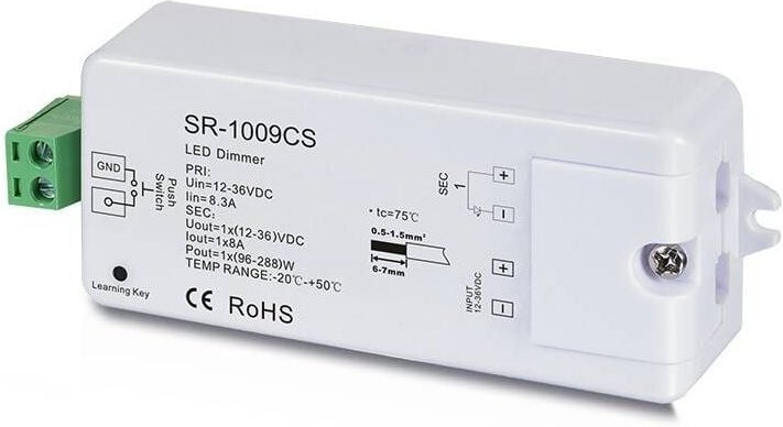 Einfarbiges Steuergerät 12-36V 1 Kanal 8A, RF-Steuerung