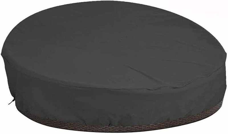 1 runde Gartensofa-Bettabdeckung, wasserdichtes 210D Oxford-Gewebe, UV-beständig und winddicht, für Gartenmöbel