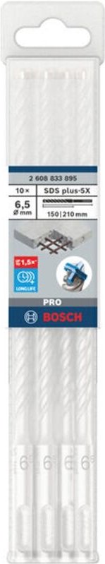 Pro sds plus-5X Hammerbohrer, 6,5 x 150 x 210 mm, 10-tlg.