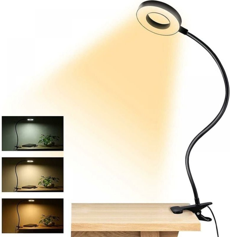 Thumbnail - Ansteckbares Leselicht, USB-LED-Schreibtischlampe, Licht in 3 Farbmodi, Buchanstecklampe zum Schutz der Augen, flexible ...
