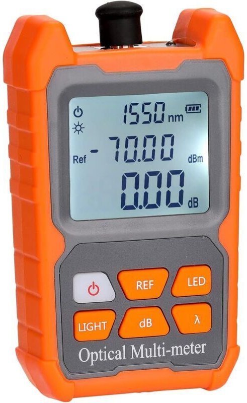 Optisches Multimeter, Mini-Tragbares optisches Leistungsmessgerät mit 8 Wellenlängen und LED-Licht, Netzwerkkabeltester,...