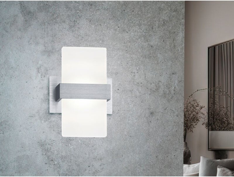 Stylische led Wandleuchte platon mit Schalter, Aluminium gebürstet, Höhe 18cm