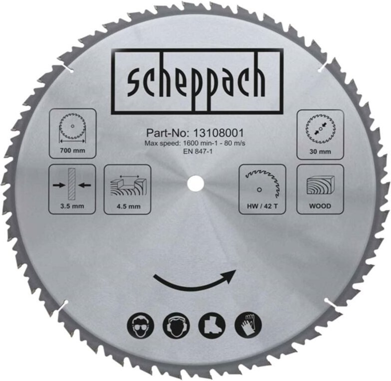 Hw Kreissägeblatt Sägeblatt 700 x 30 mm 42 z - Scheppach