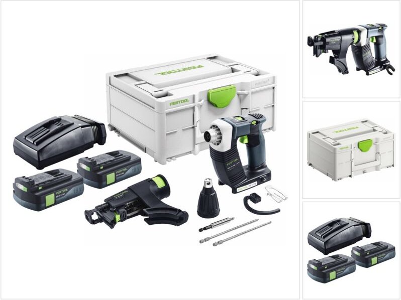 Duradrive dwc 18-2500 Basic Akku Bauschrauber 18 v 18 Nm Brushless + 2x Akku 3,0 Ah + Ladegerät + Systainer - Festool