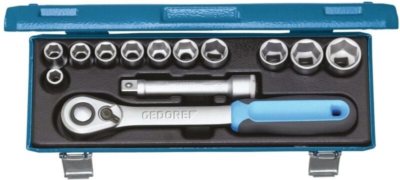 Steckschlüsselsatz 19 KMU-20 13tlg. 1/2″ sw 10-24 mm Anzahl Zähne 60 6-kant - 2545810 - Gedore