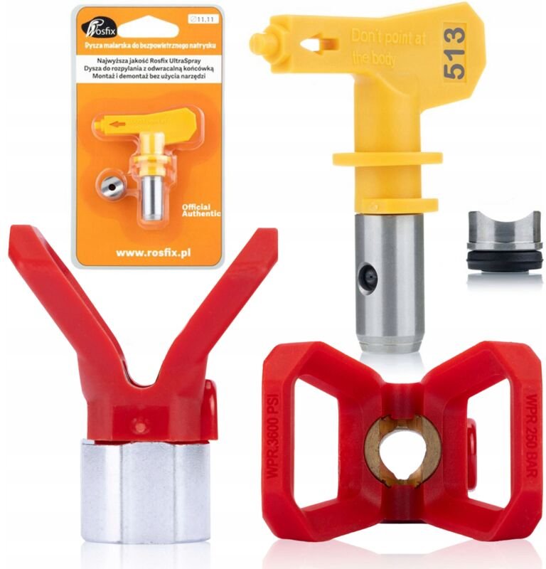 Rosfix Set Ultra Spray 513 – Sprühdüse mit Düsenschutz für Farbspritzgerät 7/8" Gewinde 25 cm Sprühbreite Für Grundierun...