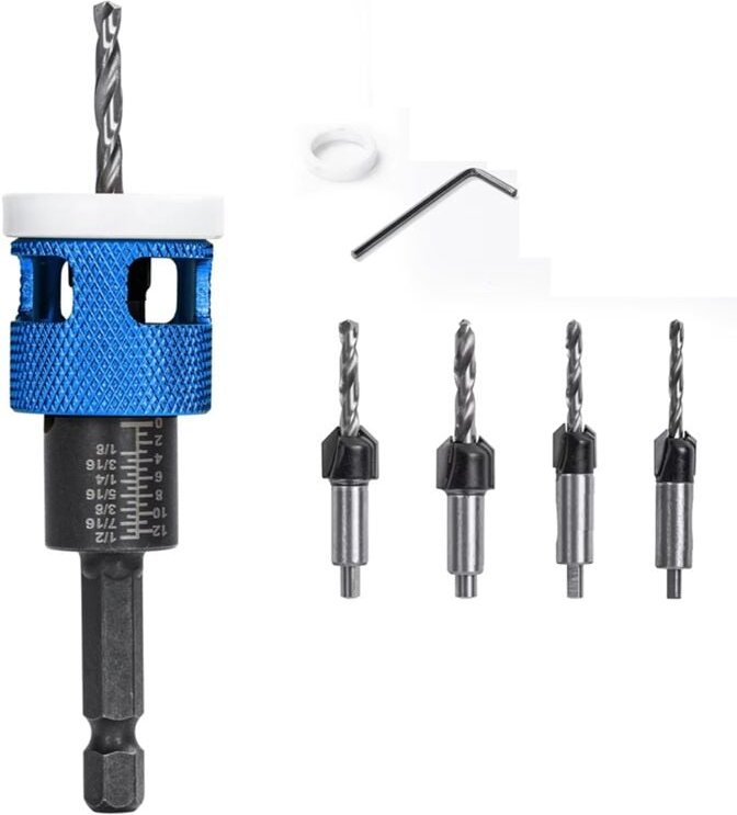 5 teile/satz Senker Bohrer mit Einstellbare Tiefe Stop Niedrigen Reibung Loch Opener Senkkopf Zimmerei